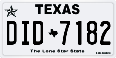 TX license plate DID7182