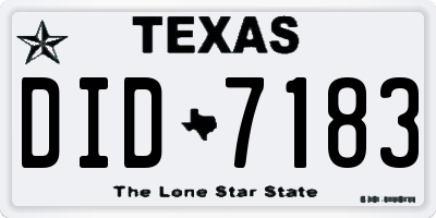 TX license plate DID7183