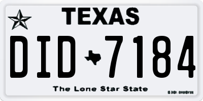 TX license plate DID7184