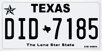 TX license plate DID7185