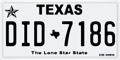 TX license plate DID7186