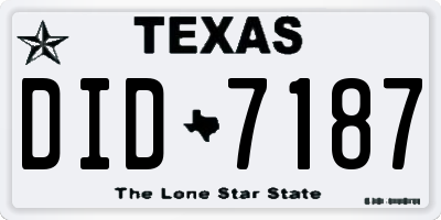 TX license plate DID7187