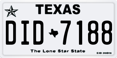 TX license plate DID7188