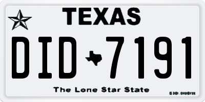 TX license plate DID7191