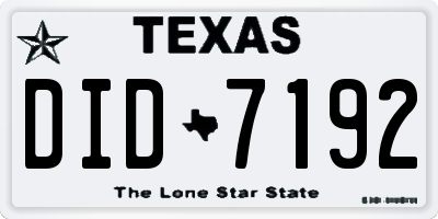 TX license plate DID7192