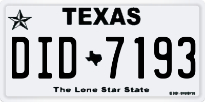 TX license plate DID7193