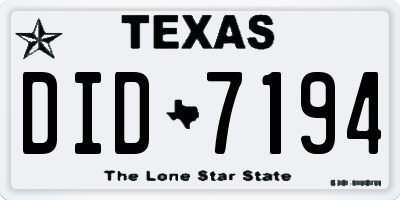 TX license plate DID7194