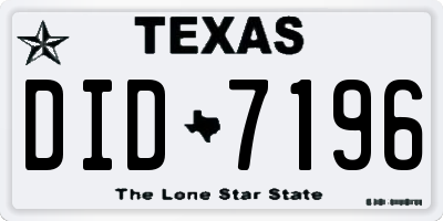 TX license plate DID7196