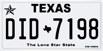 TX license plate DID7198