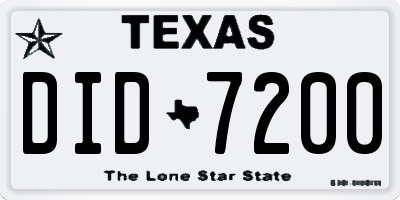 TX license plate DID7200