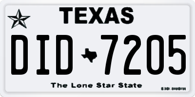 TX license plate DID7205