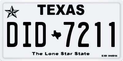 TX license plate DID7211