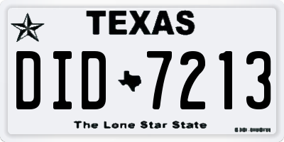 TX license plate DID7213
