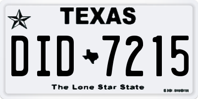TX license plate DID7215