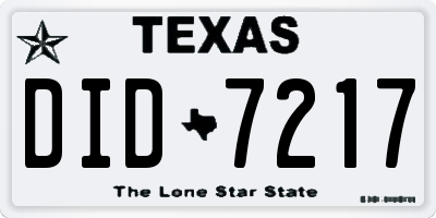 TX license plate DID7217