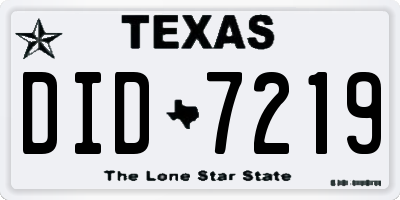 TX license plate DID7219