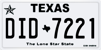TX license plate DID7221