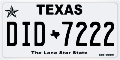 TX license plate DID7222