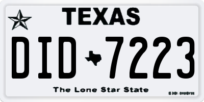 TX license plate DID7223