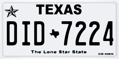 TX license plate DID7224