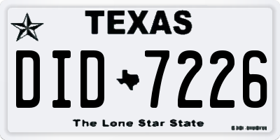 TX license plate DID7226