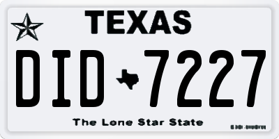 TX license plate DID7227