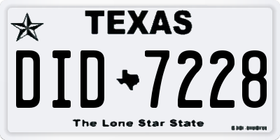 TX license plate DID7228