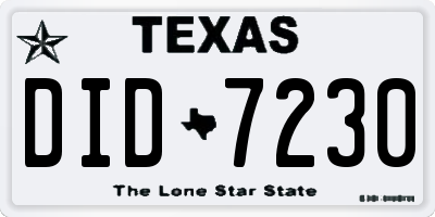TX license plate DID7230