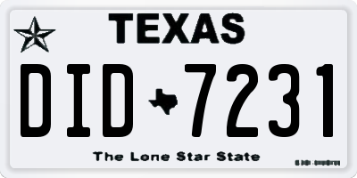 TX license plate DID7231