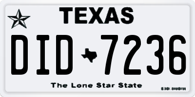 TX license plate DID7236