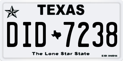 TX license plate DID7238