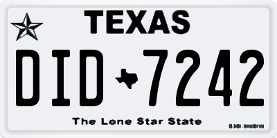 TX license plate DID7242