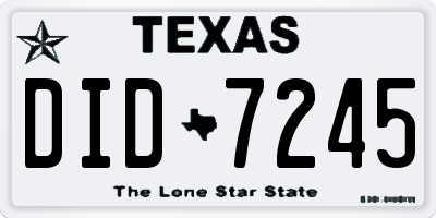 TX license plate DID7245