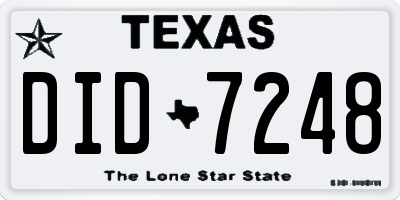 TX license plate DID7248