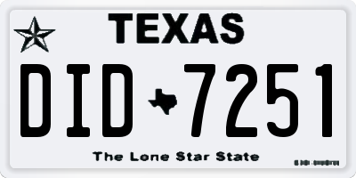 TX license plate DID7251