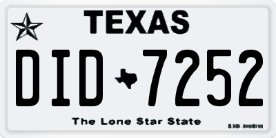 TX license plate DID7252