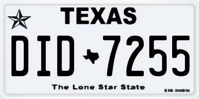 TX license plate DID7255