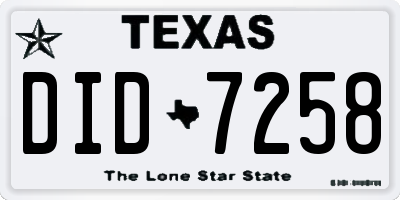 TX license plate DID7258