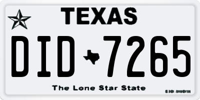 TX license plate DID7265