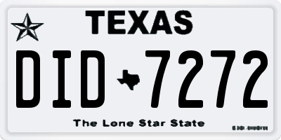 TX license plate DID7272
