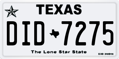 TX license plate DID7275