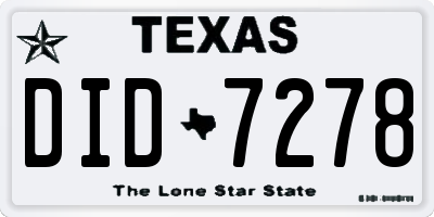 TX license plate DID7278