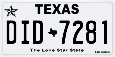 TX license plate DID7281
