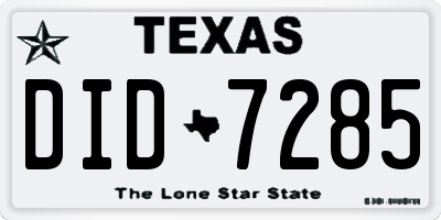 TX license plate DID7285