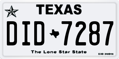 TX license plate DID7287
