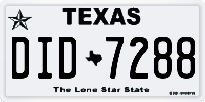 TX license plate DID7288