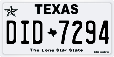 TX license plate DID7294