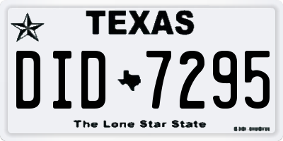 TX license plate DID7295