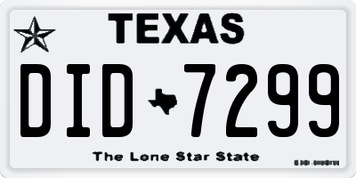 TX license plate DID7299