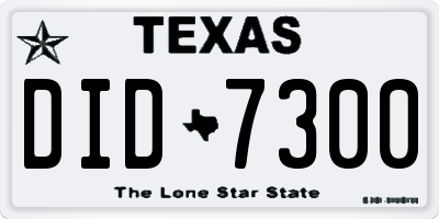 TX license plate DID7300
